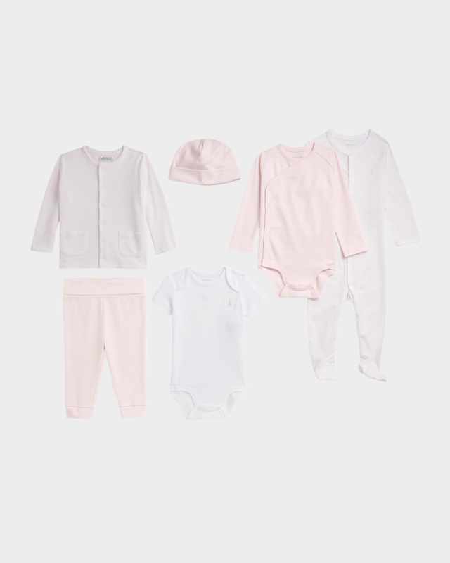 Girl's 6-Piece Interlock Cotton Knit Gift Set, Size Newborn-9M